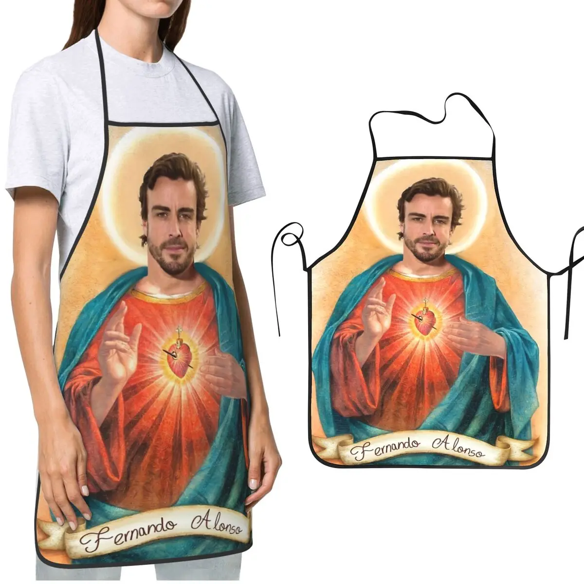 Delantal de Chef Fernando Alonso Saint, Resistente al Agua y al Aceite, Ajustable, para Barbacoa, para Mujeres y Hombres