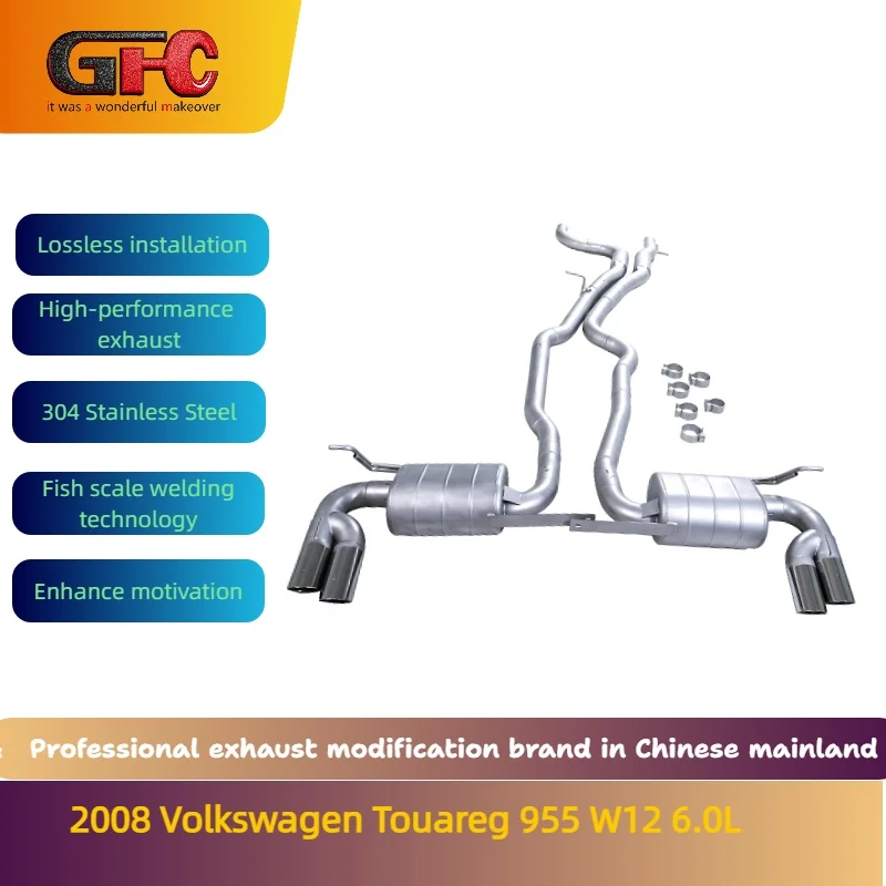 

GFC brand for the 2008 Volkswagen Touareg 955 W12 6.0L Catback high-performance variable valve exhaust with mufflers and tips