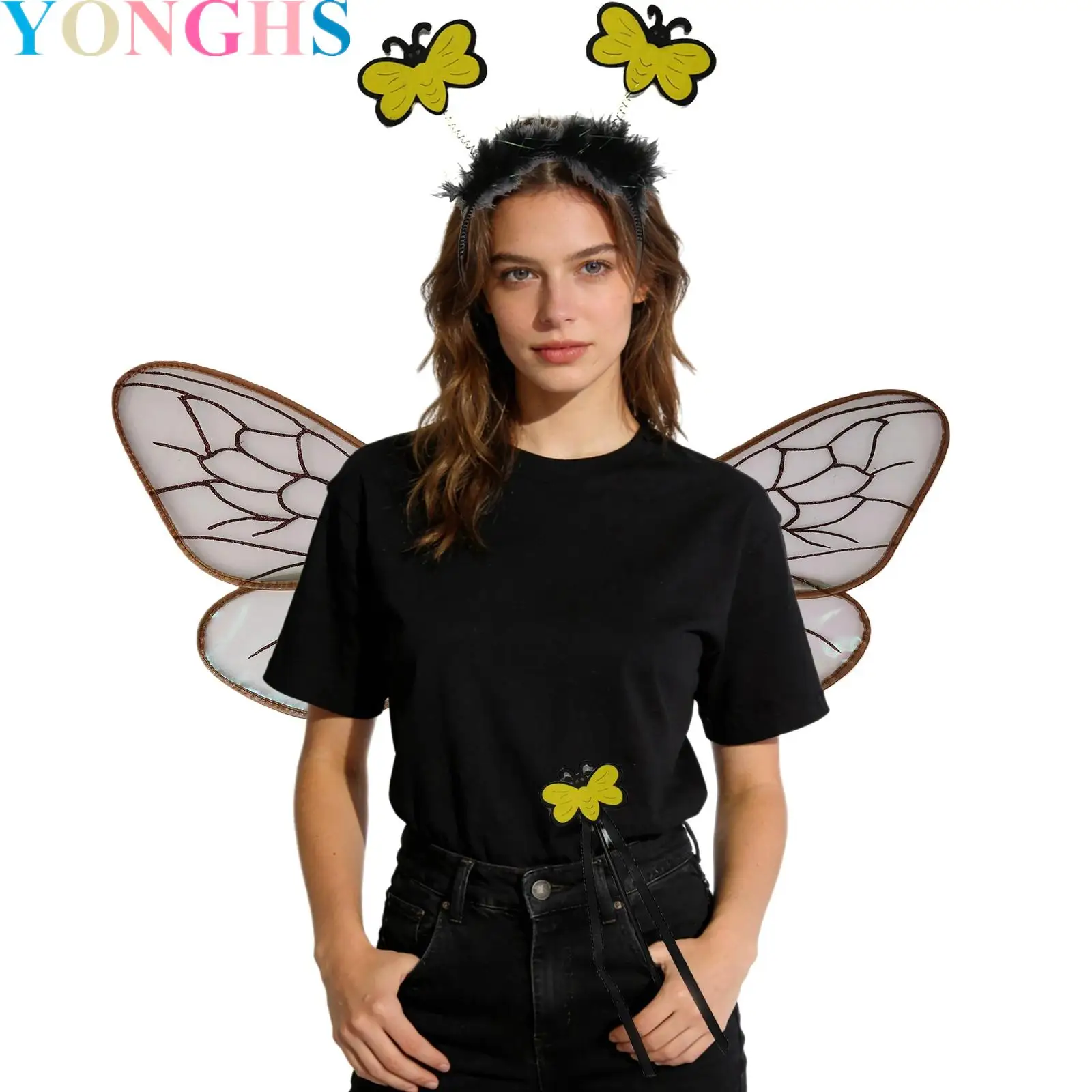 

Adults Kids Bee Wings Antenna Headband Etc Costume Accessories for Halloween Festivals, Concerts Cosplay Themed Events