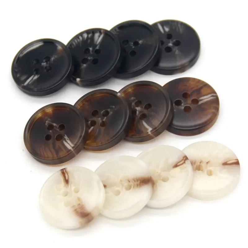 HENGC 15mm 20mm Round Resin Horn Pattern Black Buttons For Sewing Vintage Men Suit Blazer Coat Windbreaker DIY Crafts Wholesale