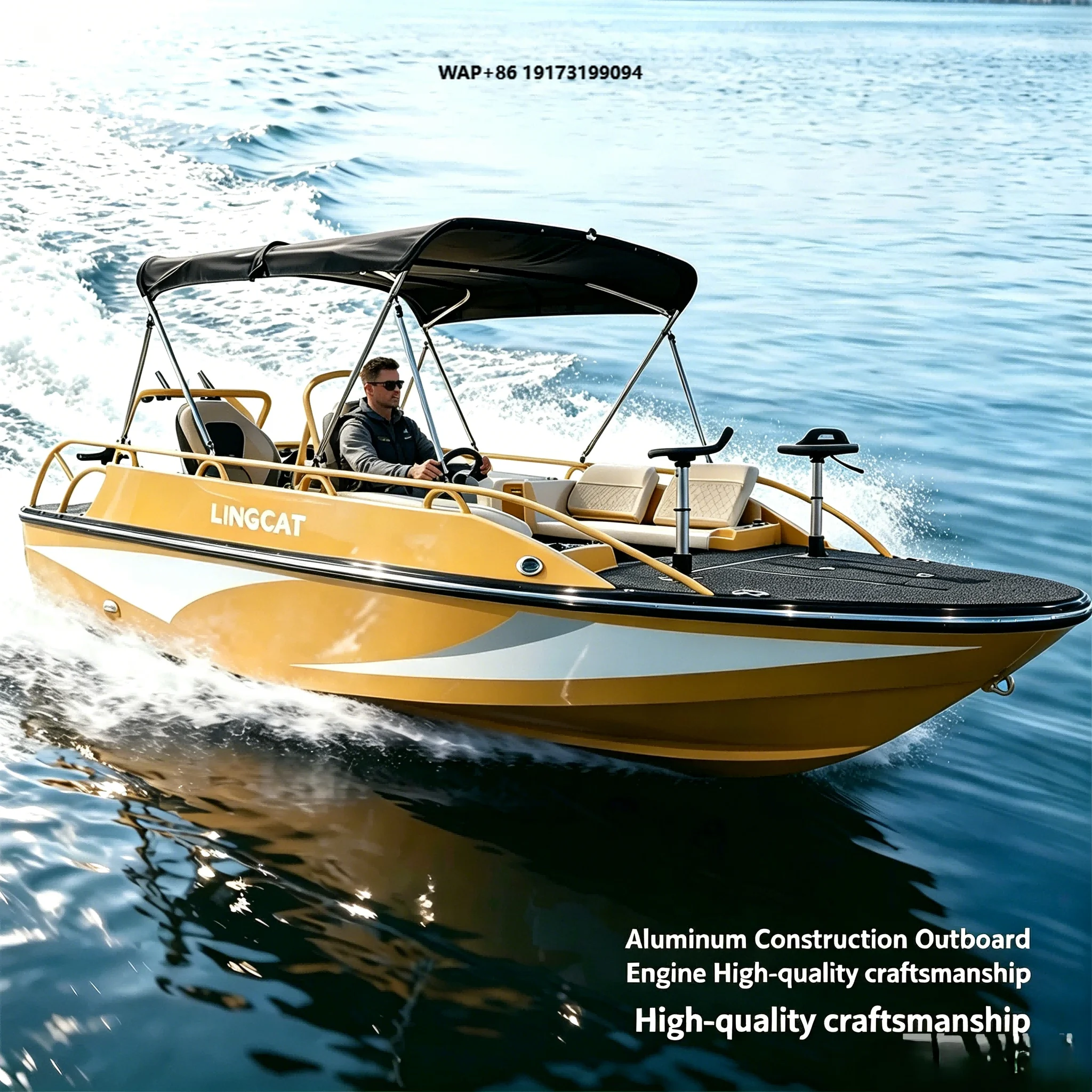 New Aluminum Luxury Yacht with Outboard Engine 6.09m for Leisure River Use Guangdong Made