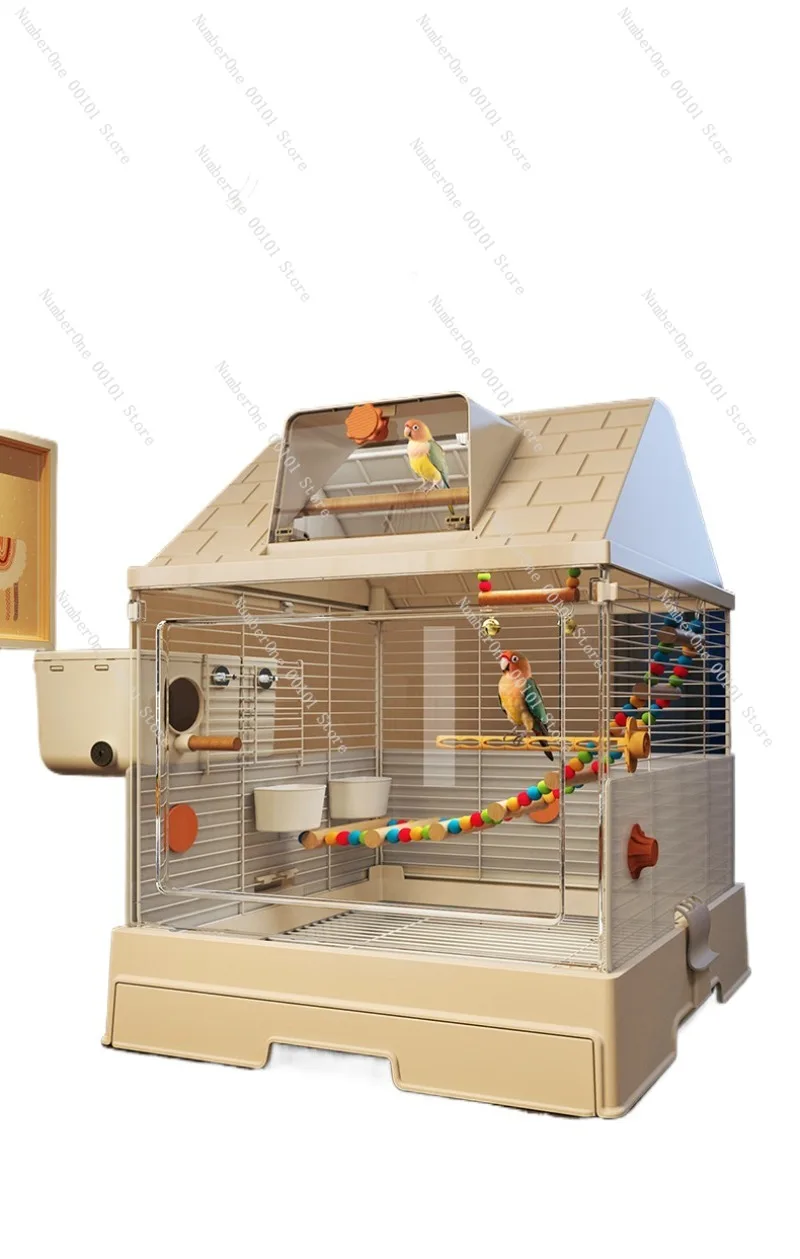 Luxury Large Bird Cage Villa for Parrot Cockatiel Budgie Lovebird Sun Conure Household Aviary New Splash Proof Design Pearl