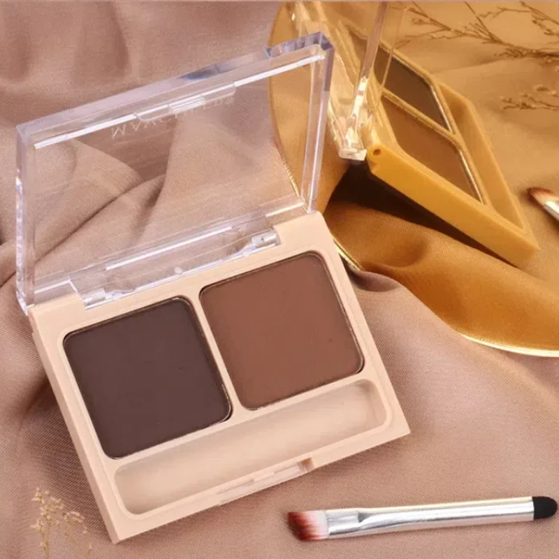 2 สี Eyebrow Powder Palette แต่งหน้าสีดําสีน้ําตาล Eyebrow Enhancer Professional เครื่องสําอางค์กันน้ํา Eye Shadow Palette พร้อมแปรง