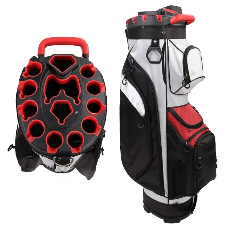 Waterproof Pu Golf Club Bag 14 Dividers Top Clubs Organizer Lightweight with Cooler Pouch Golf Cart Bag