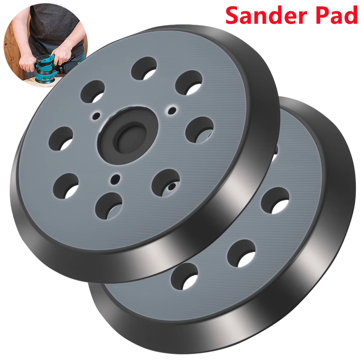 

5-дюймовые сменные шлифовальные подушечки с 8 отверстиями, 2 шт., универсальные шлифовальные подушечки на липучке, орбитальные опорные пластины для DW4388 BO5030 BO5010