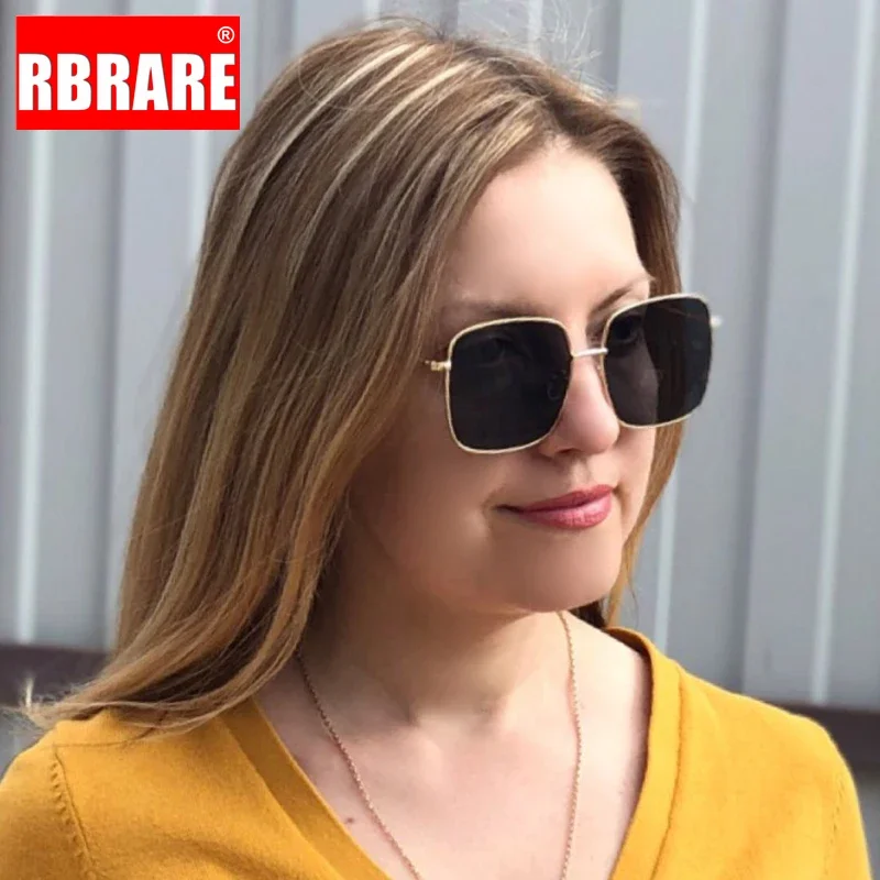 RBRARE Alloy Square Sunglasses Women Luxury Brand Sun Glasses for Men Vintage Gradient Male Vintage Oculos Gafas De Sol Mujer