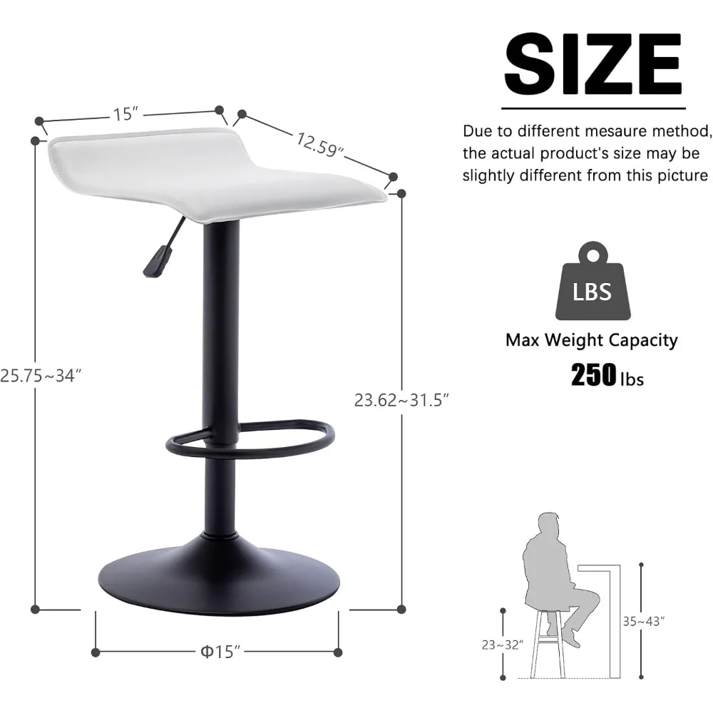 Ensemble de tabourets de bar à air comprimé en cuir PU, piste de bar réglable directe, coussin moderne, comptoir de cuisine dos nu, chaise de bar recommandée, 2 pièces