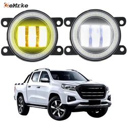 2-Pieces Led Angel Eye DRL for Changan Hunter F70 2020 2021 2022 2023 2024 Fog Lamp White+Yellow Lens Daytime Running Light 12V