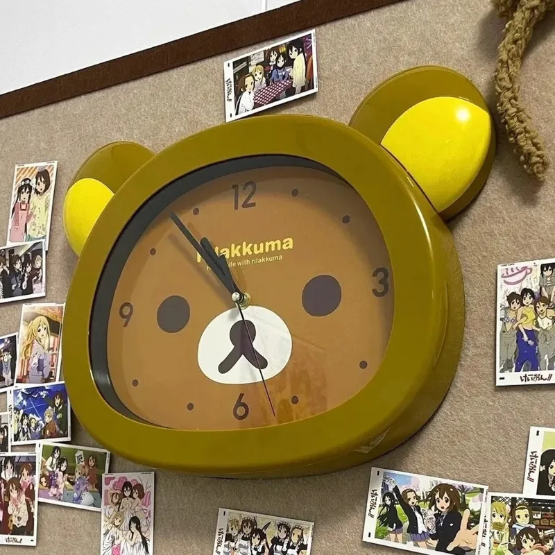 Rilakkuma Inspired Cute Silent Wall Clock Sweep Second Decorative Clock for Kids Bedroom Living Room Home Decor