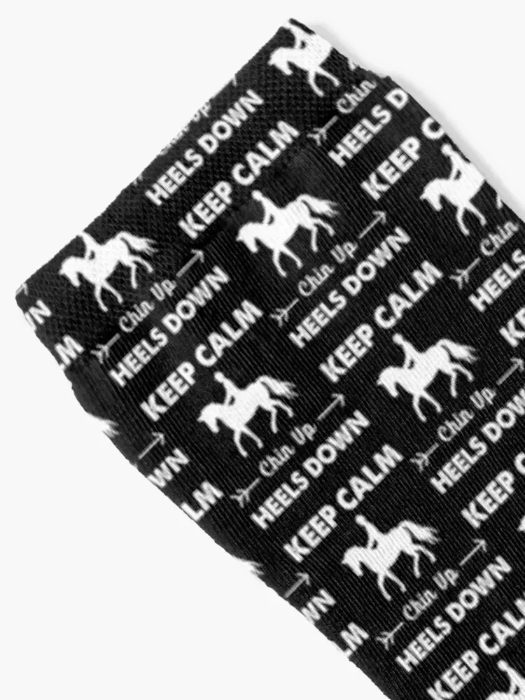 Keep Calm Chin Up Heels Down Horseback Riding equestrian Socks loose luxe Boy Socks Women's