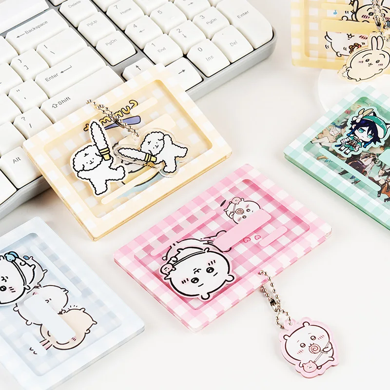 جديد Chiikawa الكرتون أنيمي Momonga الاكريليك غطاء بطاقة الهوية لطيف طالب عالية الجمال انزلاق غطاء بطاقة غطاء هدية للأطفال #2