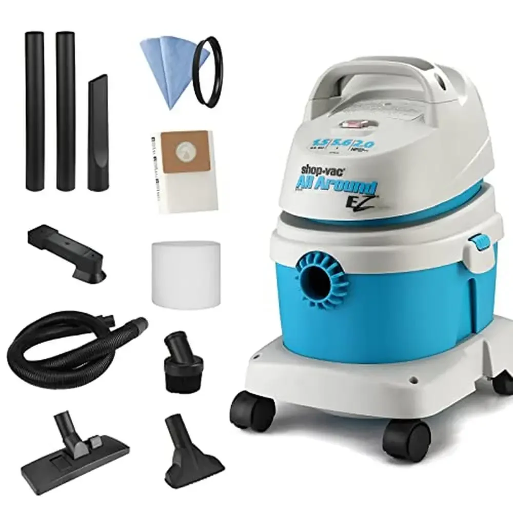 

1.5 Gallon 2.0 Peak HP All Around EZ Wet/Dry Vacuum Portable Compact 3-in-1 Shop Vacuum with Wall Bracket & Blower Port Kit