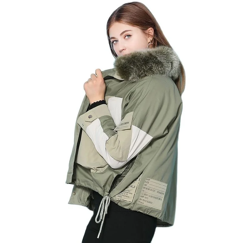 Imagem -02 - para Baixo 2023 Inverno Feminino Cabolsa Branco Forro de Pato Destacável Curto Quente Puffer Jaqueta Feminina Solta Parka Real Gola de Pele de Raposa