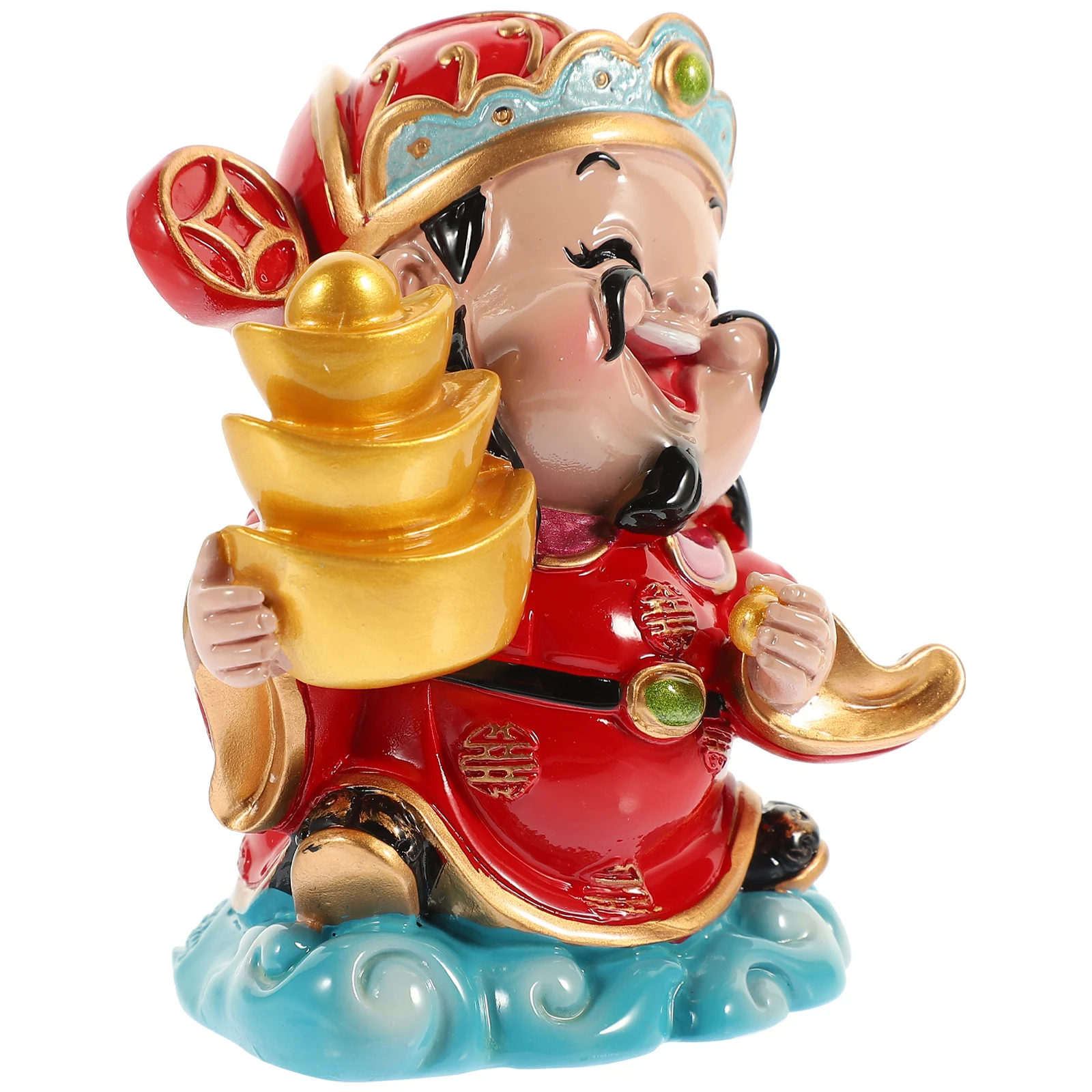 

God of Wealth Statues Resin Decorative Cartoon Figurines Home Office Desktop naments Adorns Ingot Sculptures