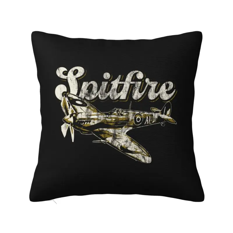 Custom Spitfire RAF Fighters Aircraft Plane Airplane Cushion Cover 40x40cm British UK Supermarine Soft Modern Pillow Case