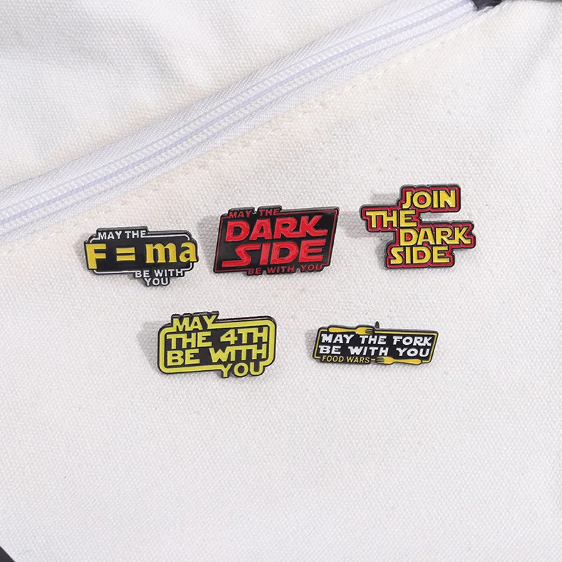 Join The Dark Side Enamel Pin May The 4th F=ma Fork Be With You Brooches Lapel Backpack Badge Punk Gothic Jewelry Accessories