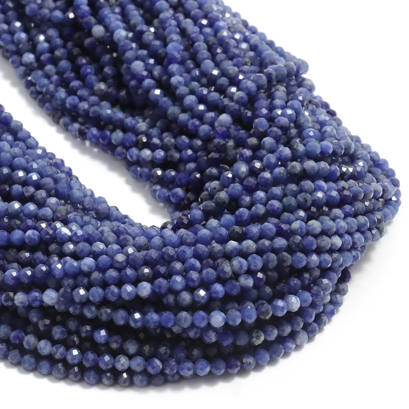 Natural AA Dark Blue Sodalite Beads Small Faceted Round Loose Bead 15 inch Bead 2/3/4mm For DIY Jewelry Making Bracelet Necklace