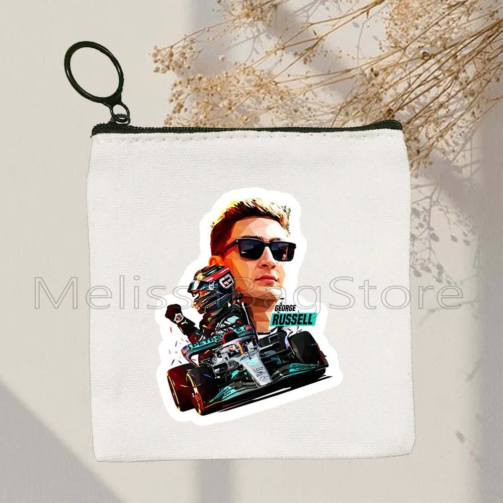 George Russell 63 F1 Helmet Sport Williams Racing Formula One Car Canvas Coin Purse Key Case Small Card Bag Wallet Zipper Pouch