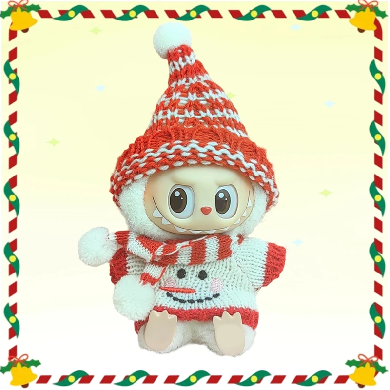 

17 см милая мини-плюшевая кукла, одежда, аксессуары для корейки Kpop Exo Labubu Idol, рождественский вязаный свитер, подарок для детей