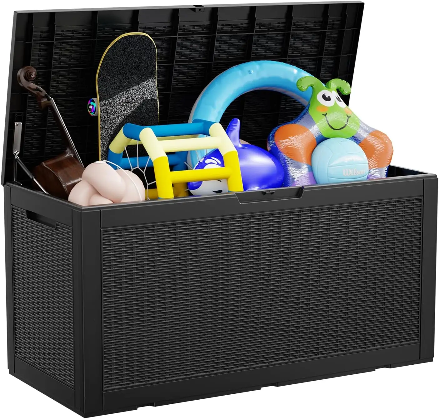 

100 Gallon Deck Box,Resin Outdoor Storage Box with Lockable for Patio Furniture,Pool Accessories,Garden Tools Waterproof Outside