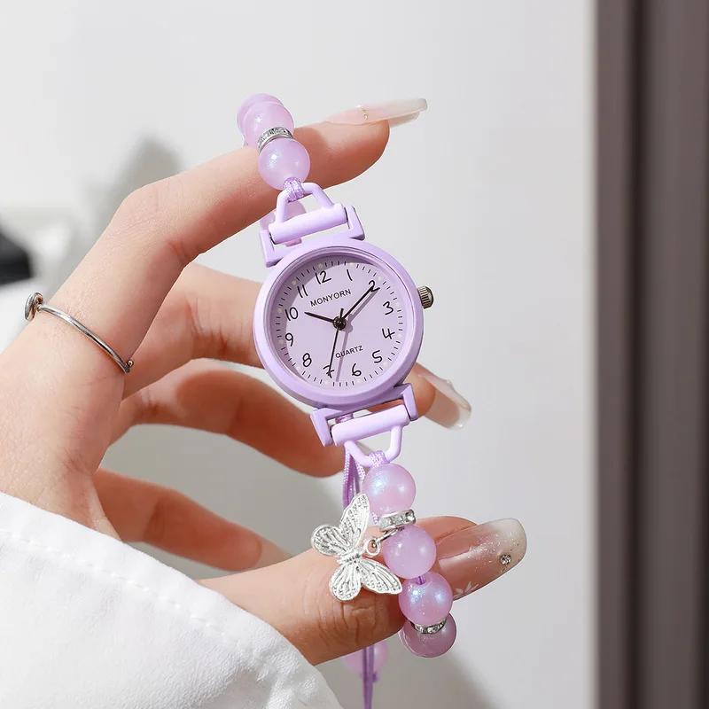 Women's Watch Butterfly Beaded Student Style Simple Fresh Quartz Watch High-End Trendy Design Ladies Watch Daily Wear Girl Gifts view 3