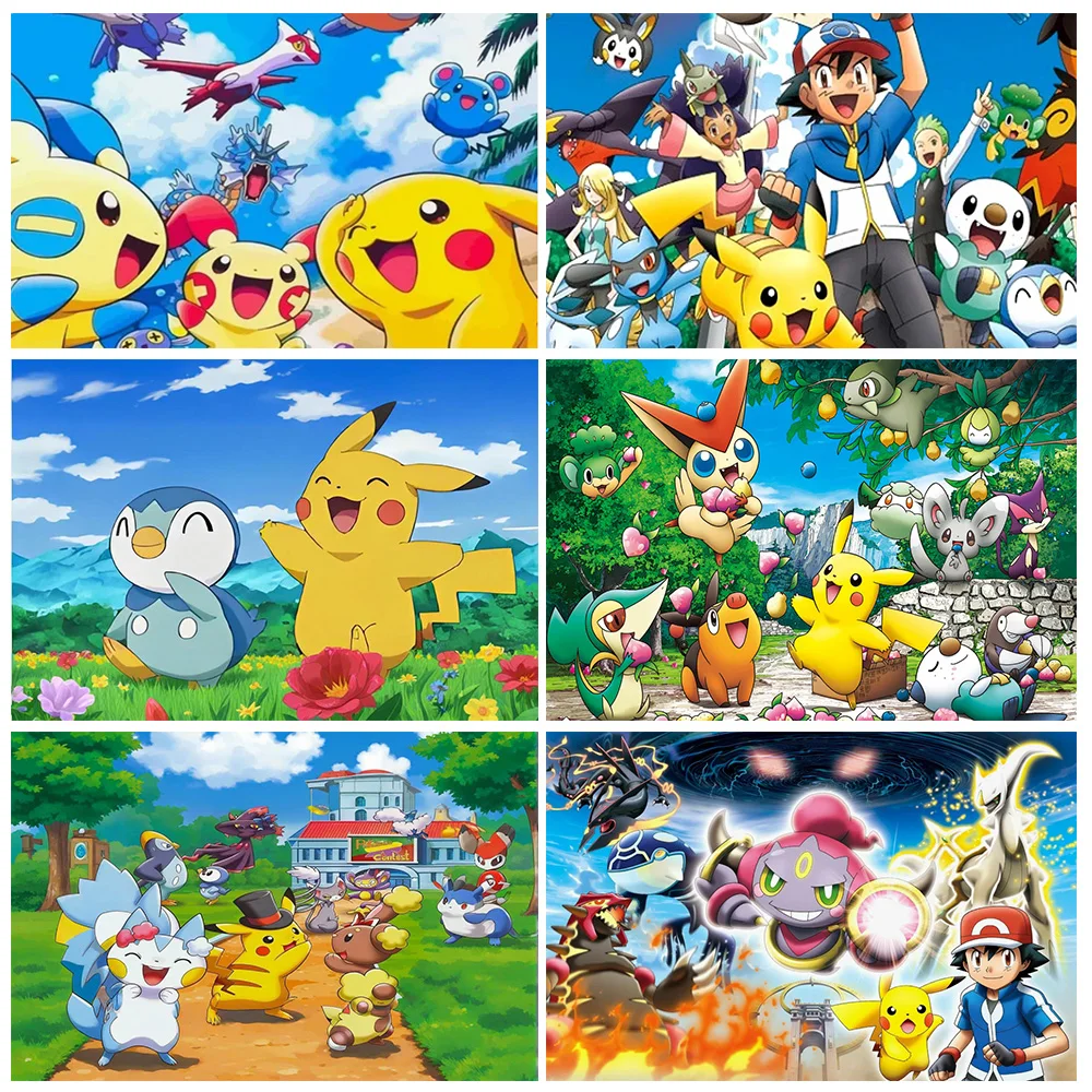 

Cute Pikachu Pokemon Theme Birthday Party Supplies Wall Cloth Background Baby Shower Decorative Photography Props Kid Gifts