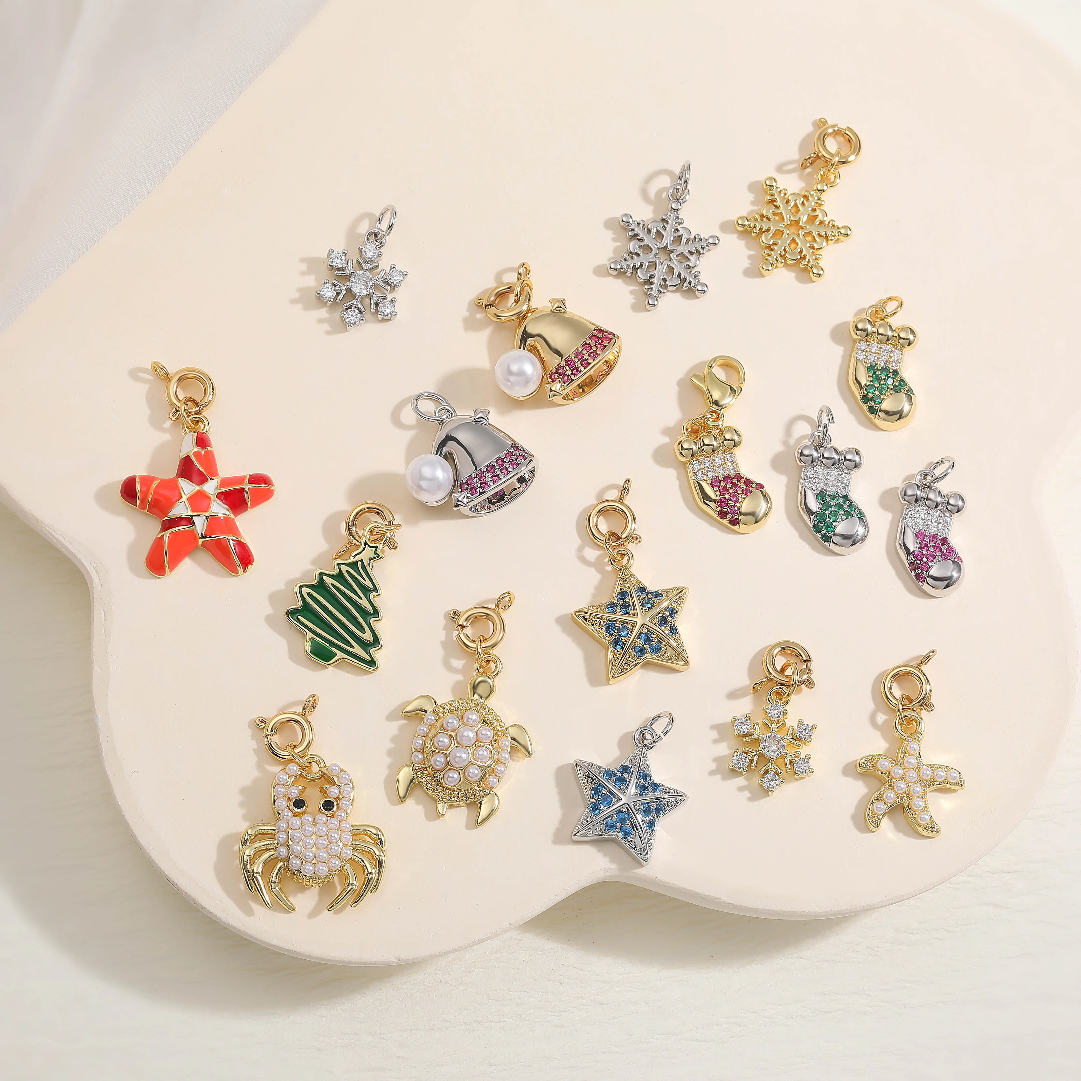 HECHENG,Ocean Collection Jewelry Pearl Charm Pendants: Crab, Starfish, Turtle, Necklace Making Accessories