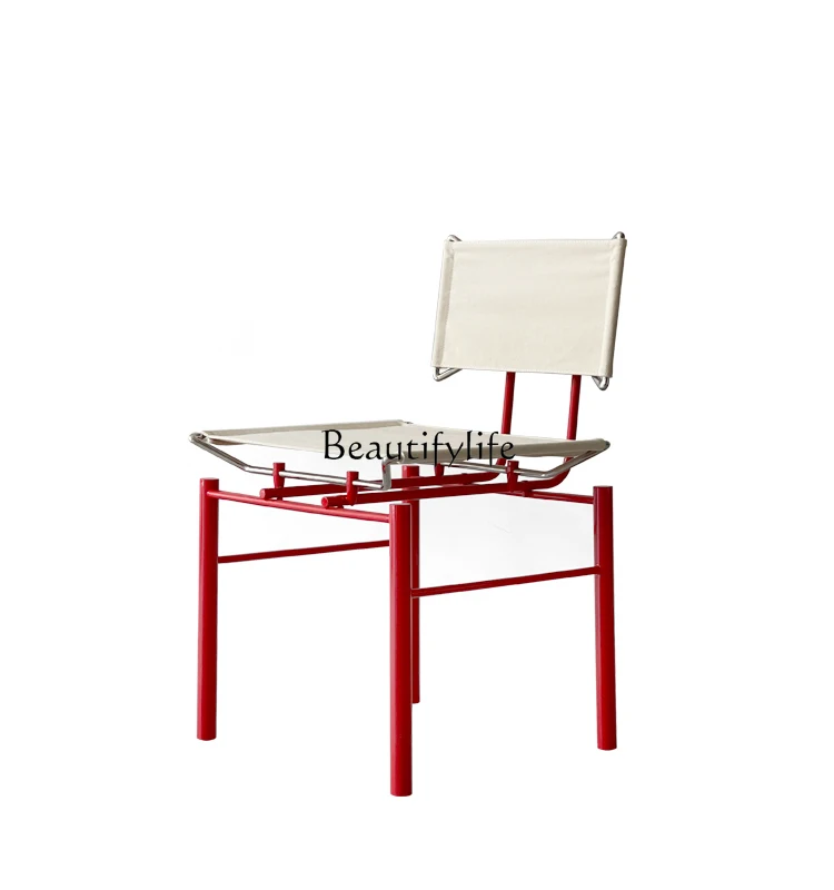 

Modern Minimalist Metal Bedroom Living Room Chair Backrest Armless Dining Chair