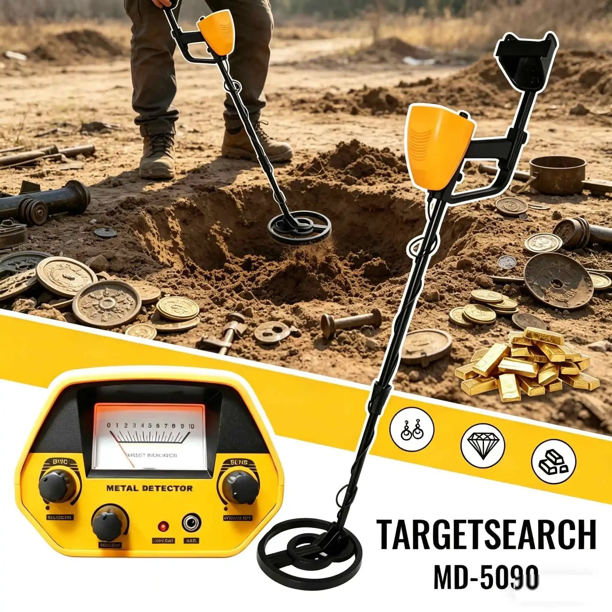 MD-5090 Underground Metal Detector High Sensitivity Gold Finder Treasure Hunter Pinpointer Metal Digger