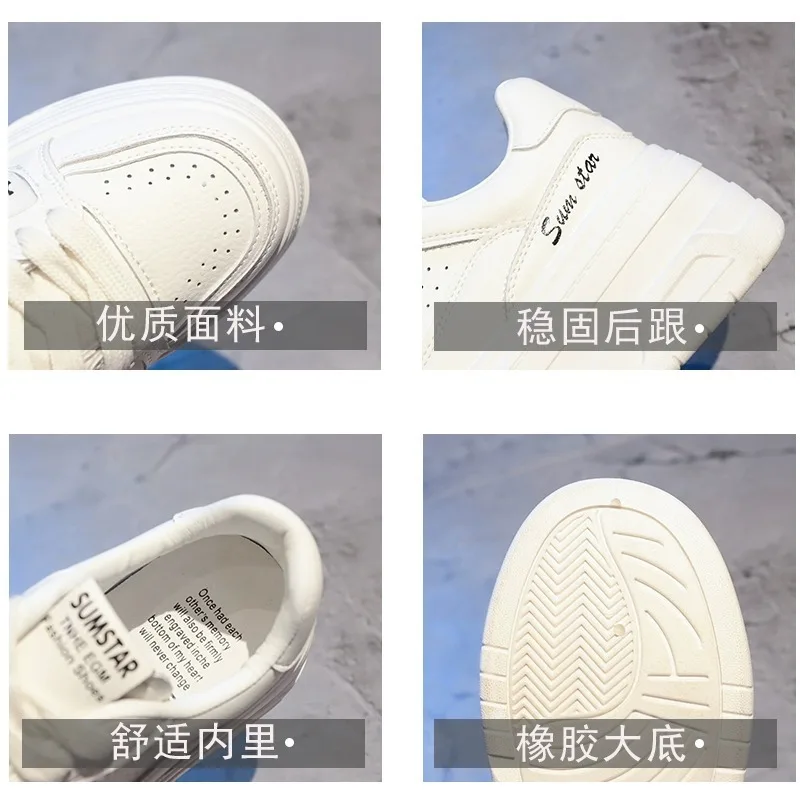 Matsuke-zapatos blancos para mujer, zapatillas de suela gruesa, informales, versátiles, de estilo occidental, para verano y otoño, 2023