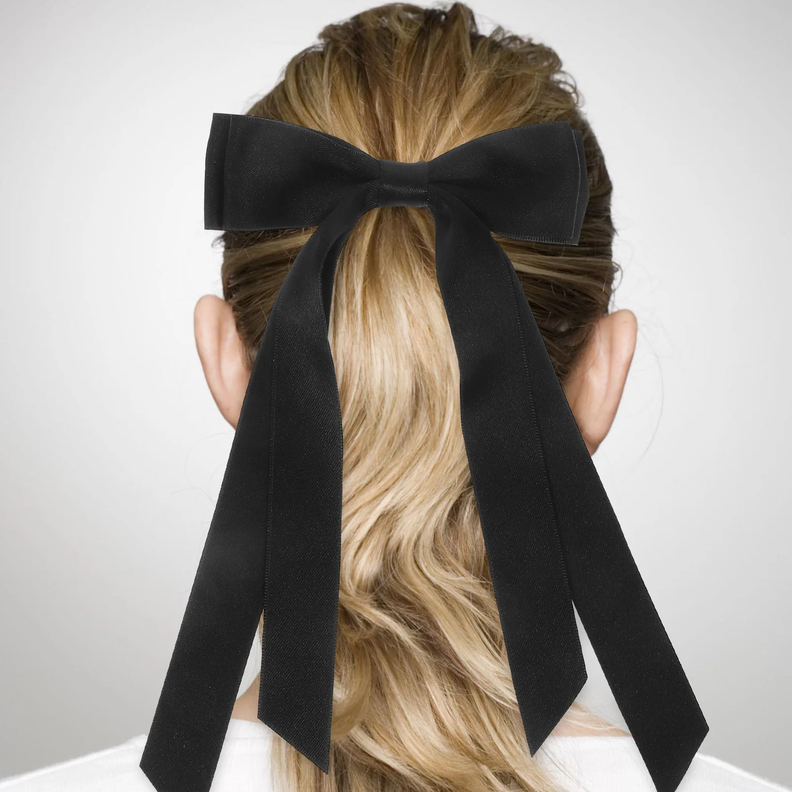 2개 세트 우아한 리본 헤어 클립 대형 리본 바레트 여성용 웨딩 생일 선물 장식용 헤어핀