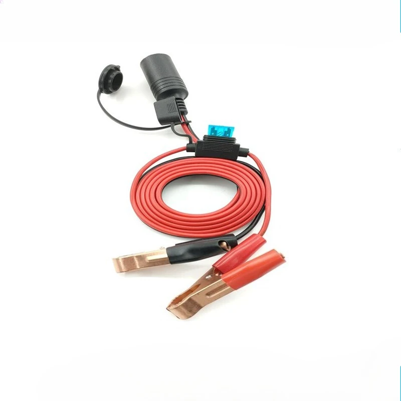 12AW Car Power Cord, 2-core Red and Black Wire Injection-molded Cigarette Lighter Female Socket 30A Fish-clip Wire