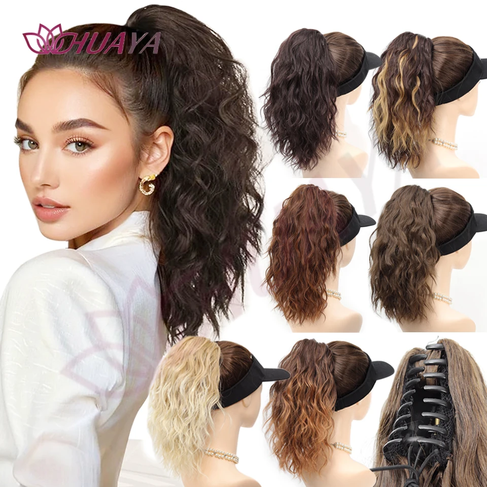 

14" Ponytail Extension Short Claw Clip on Ponytail Extension Fake Pony Tails Soft Wavy Synthetic Hairpiece for Women