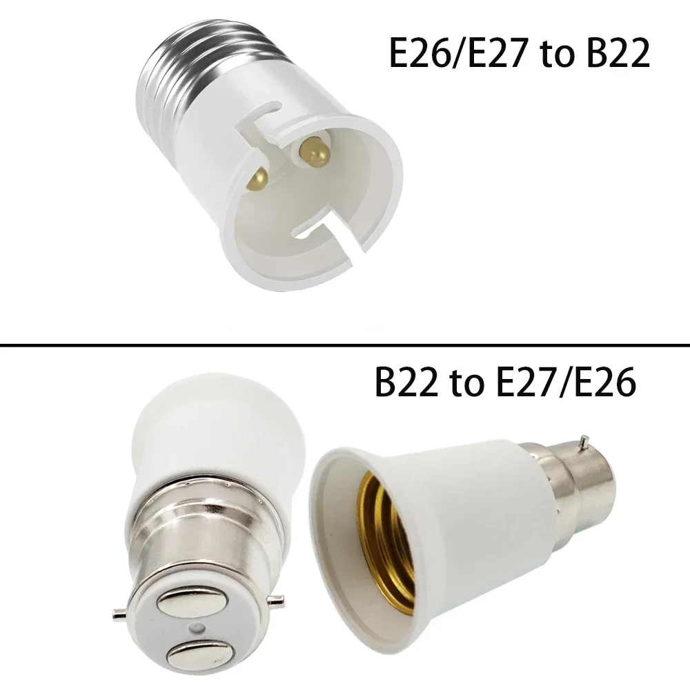 2pcs B22 To E27 Lampholder Adapter Fireproof Screw E27 To Bayonet B22 LED Lamps Corn Bulb Light Socket Adaptor