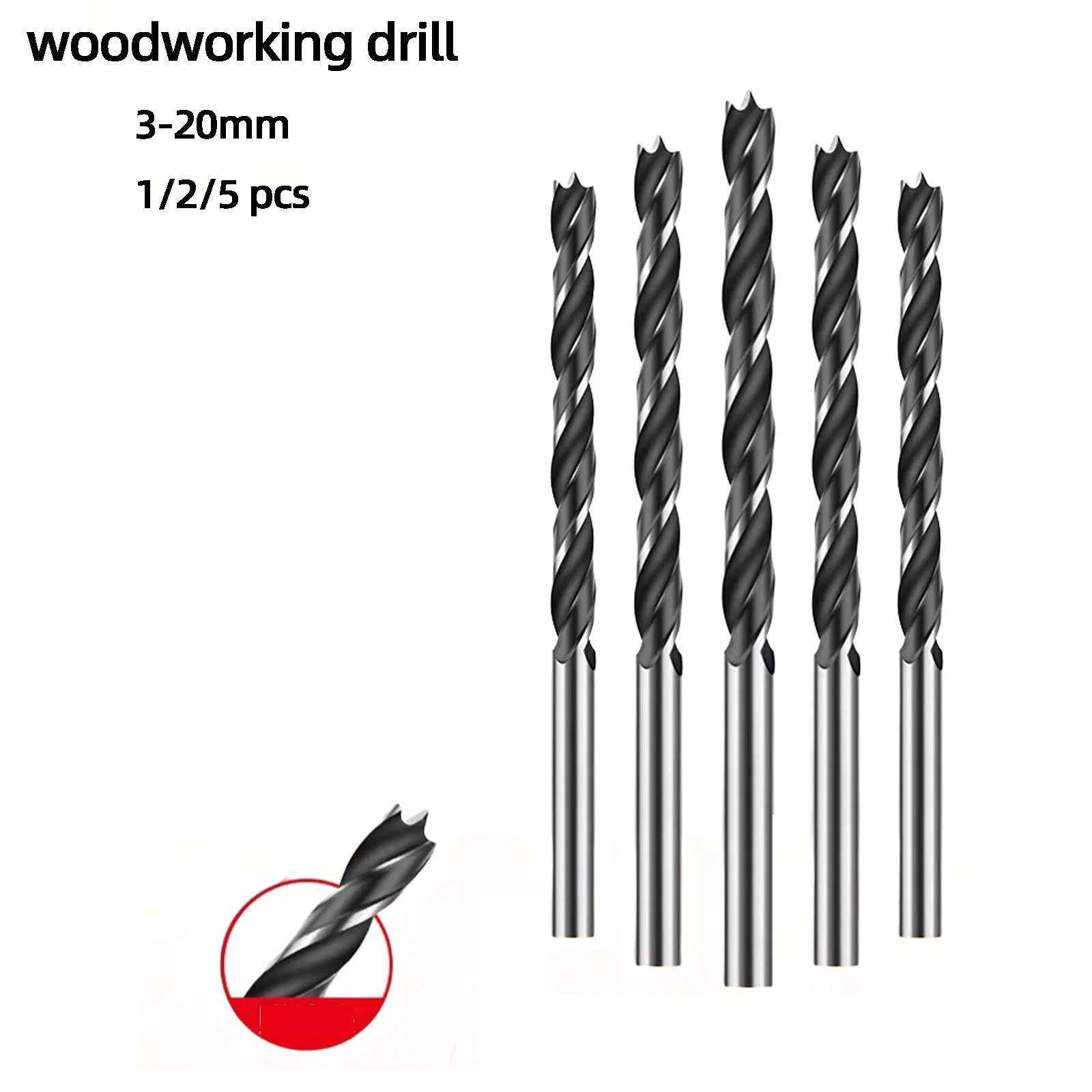 3-20mm Three Pointed Woodworking Drill Bit Fried Dough Twists Roller Drill Hole Plastic Board  Power Tool Parts