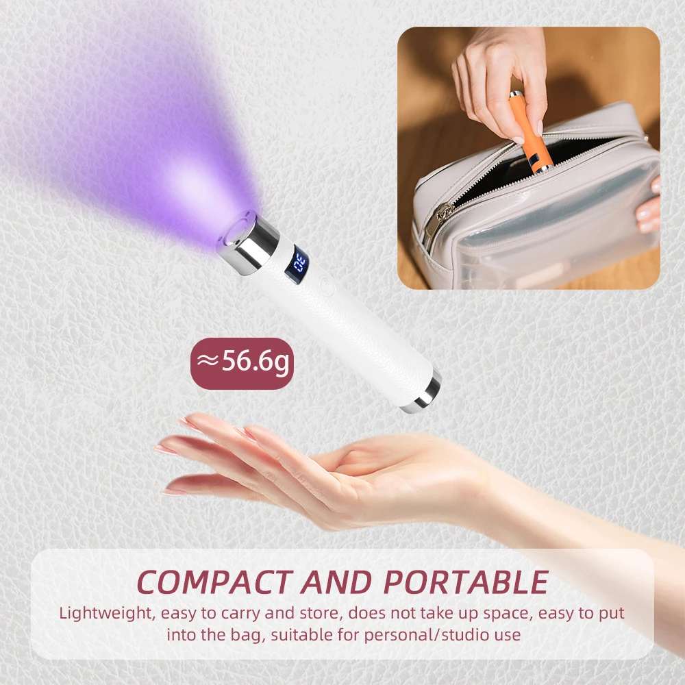 USBスマートタッチネイルランプ（スタンド付き）- ジェルネイル硬化用UV LEDライト、ポータブルネイルアートドライヤー（ステッカー＆ダイヤモンドセッティング付き）