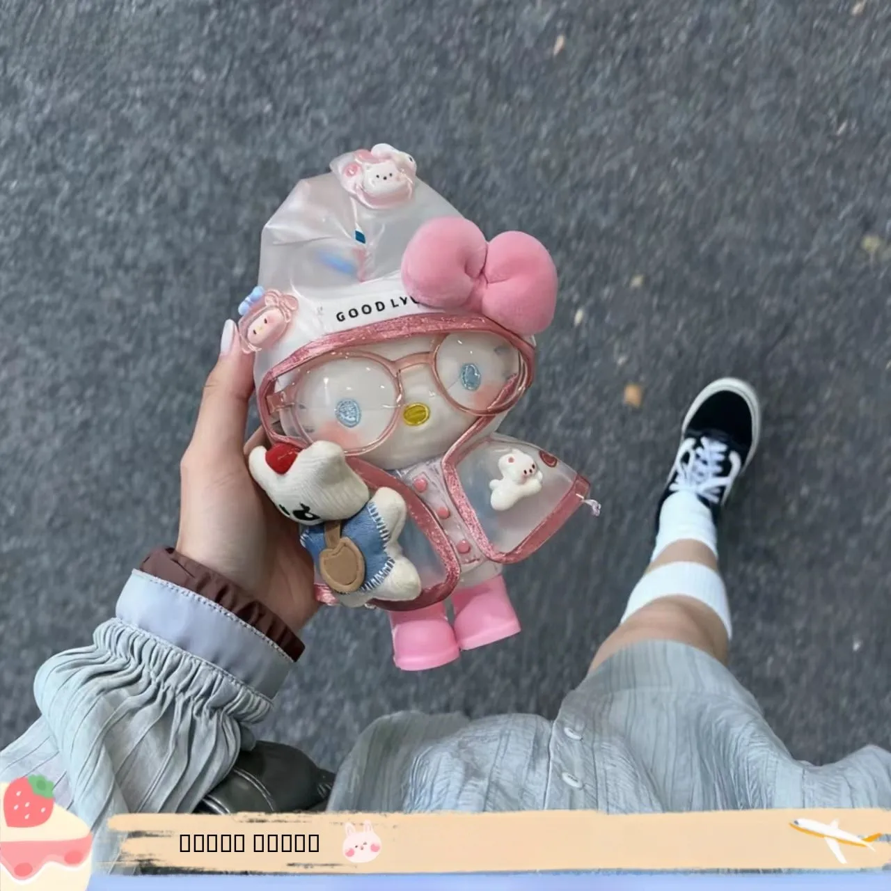 adorable-jnbj-kit-plu-keychain-bag-accory-raincoat-kt-doll-friend-gift-soft-toy-hanging-decoration-for-handbag