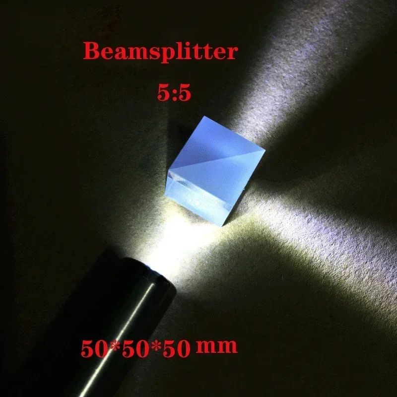 5:5 Splitting Ratio Beamsplitter Transflective K9 Big Cube Prism Optical Glass Triangular Prism50X50X50mm