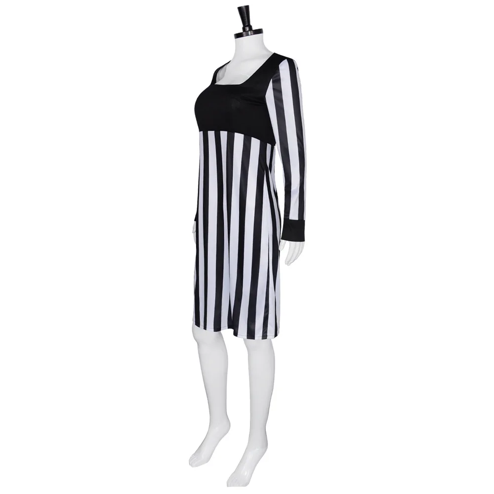 Tina Carlyle Cosplay Movie Costume Adult Women Fantasia Black Striped Dress Halloween Carnival Party Evening Gown