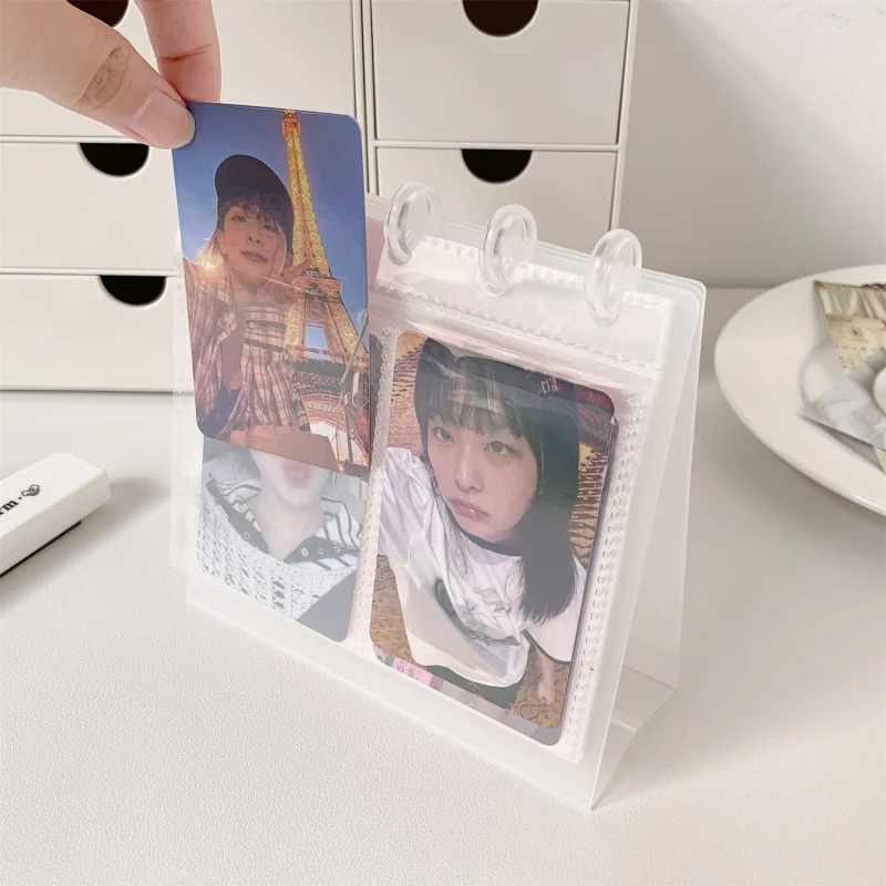 โปร่งใสเห็ดหัวเข็มขัดอัลบั้มกรอบรูปเดสก์ท็อปยืนKpop Photocards Binderเก็บIns Photo Cardจอแสดงผลเครื่องประดับ
