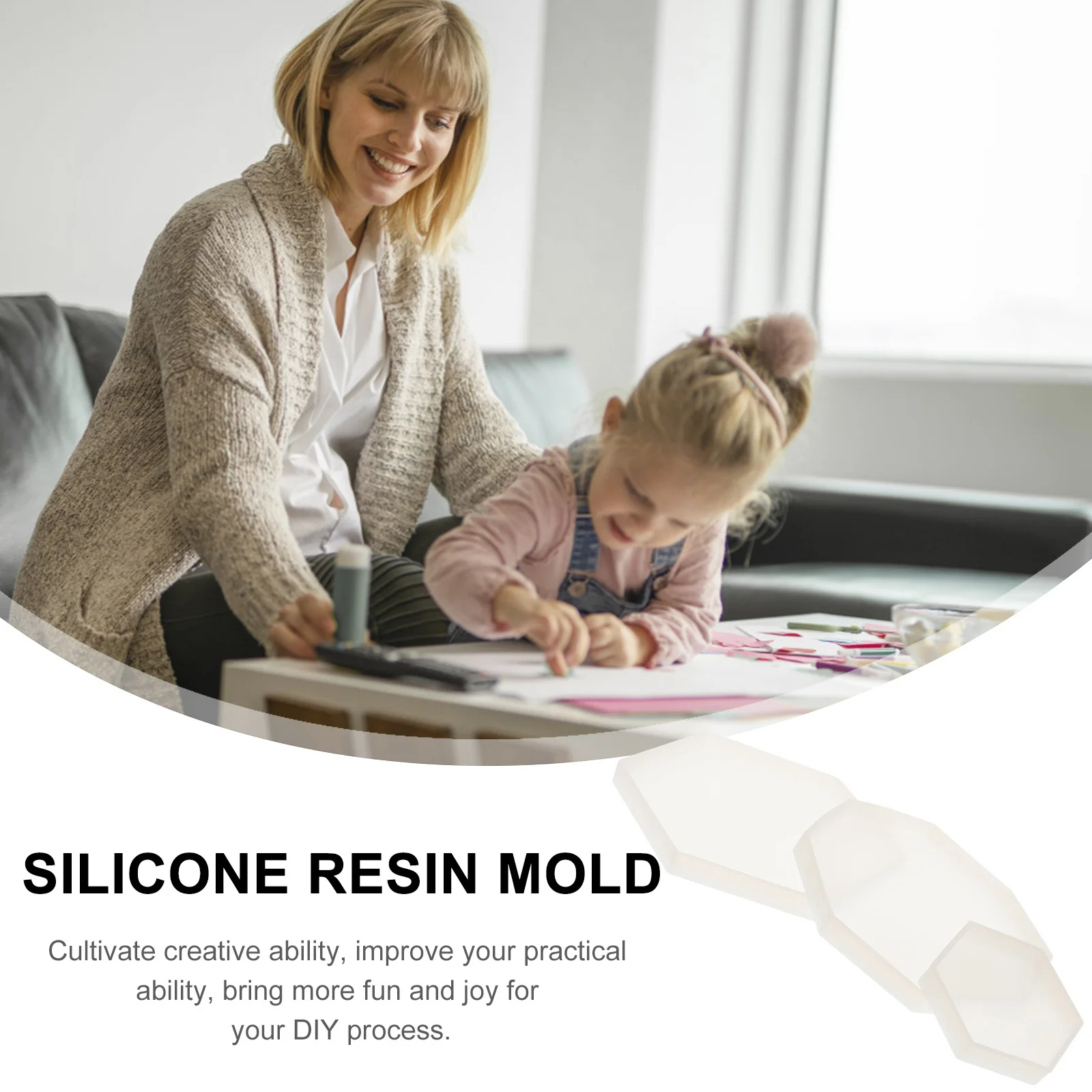 

3Pcs Silicone Resin Mold Geometric Casting Tray Coaster Mold for DIY Craft Home Decoration Gift Silicone Resin Mould