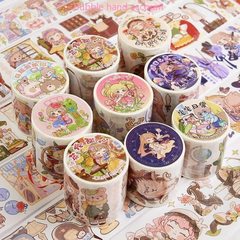 Small milk balls original and paper tape girls children's decorative hand ledger whole roll of stickers