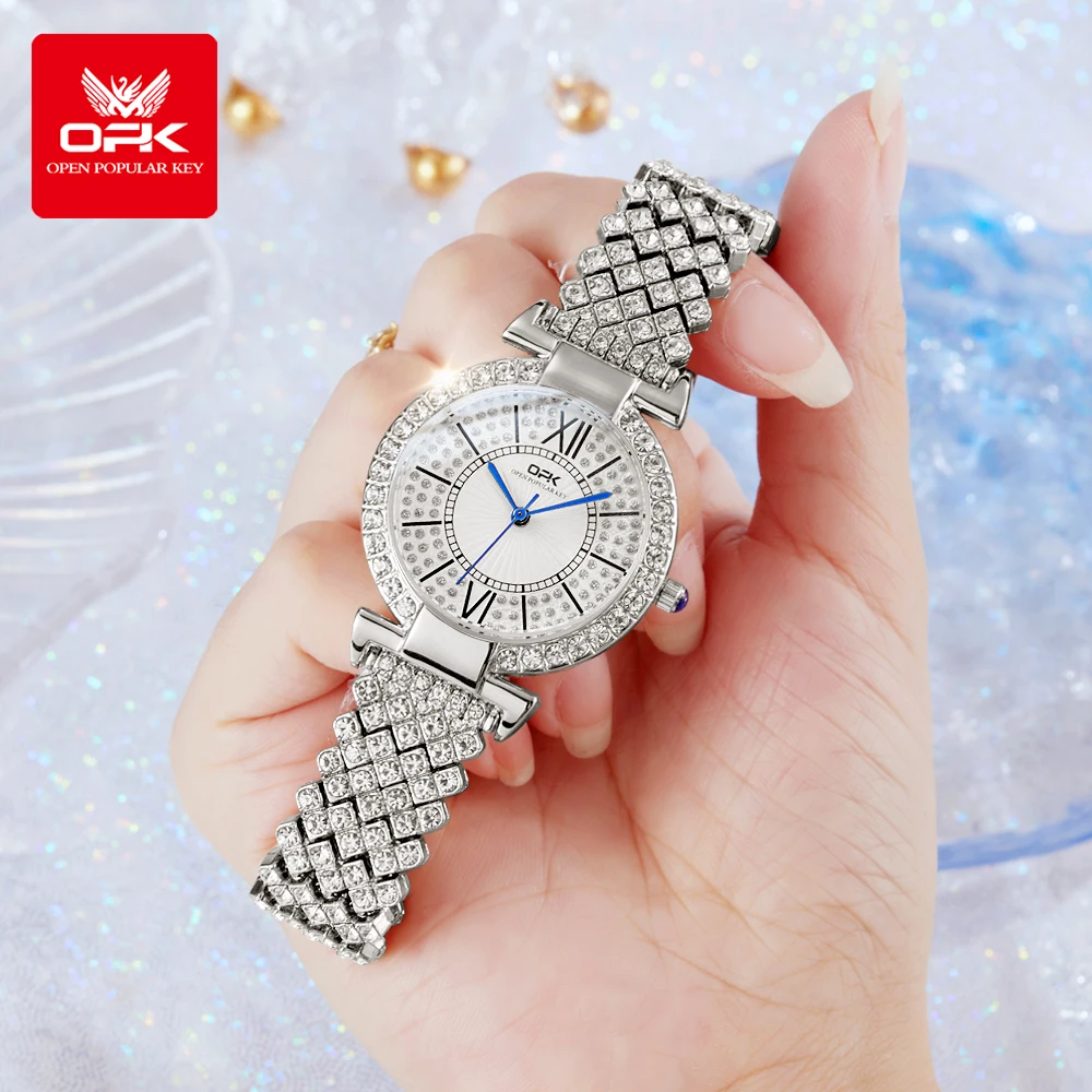 Women Watch, Quartz Stainless Steel Mesh Band Diamond Luminous Date OLEVS Luxury Ladies Rose Gold Diamond Watch, Analog Quartz  main image 4