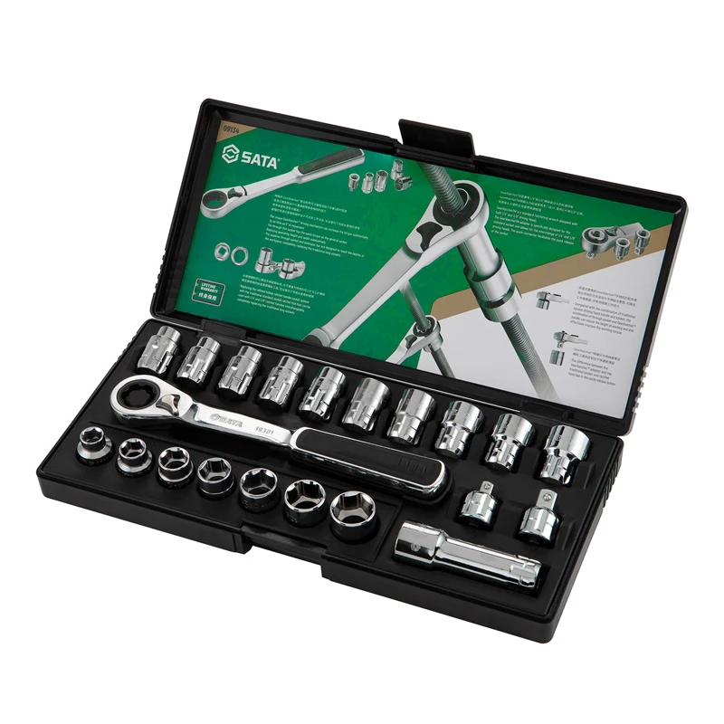 SATA 09134 Penetration Type Ratchet Wrench Socket Set High Quality Materials Exquisite Workmanship Simple Operation