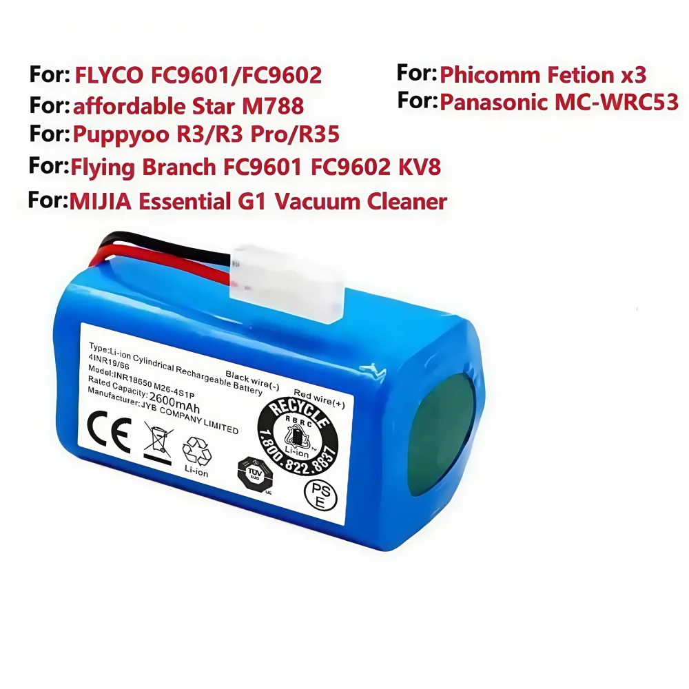 Paquete de baterías de iones de litio 18650 14,4 V 2600 mAh: ingeniería de precisión para aspiradora Xiaomi G1/Mi Essential MJSTG1.