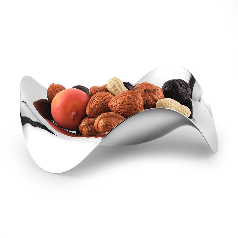 Luxury Fruit Storage Serving Tray Bowl Wave Stainless Steel Home Decoration Serveware Plate Candy Cookie Dessert Snack Dish