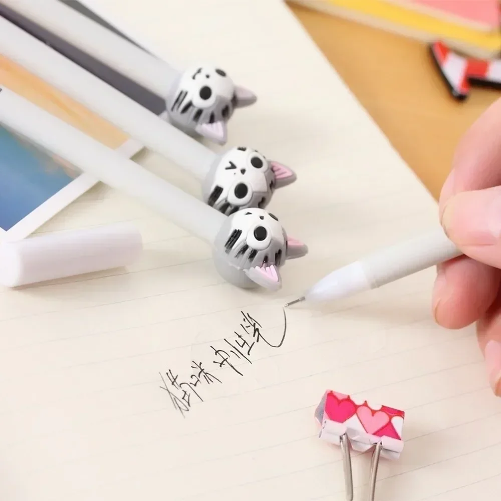 4pcs Cartoon Cute Cat Pen Korean Student Stationery Advertising Creative Bent School Office Writing Supplies Gel Birthday Gift