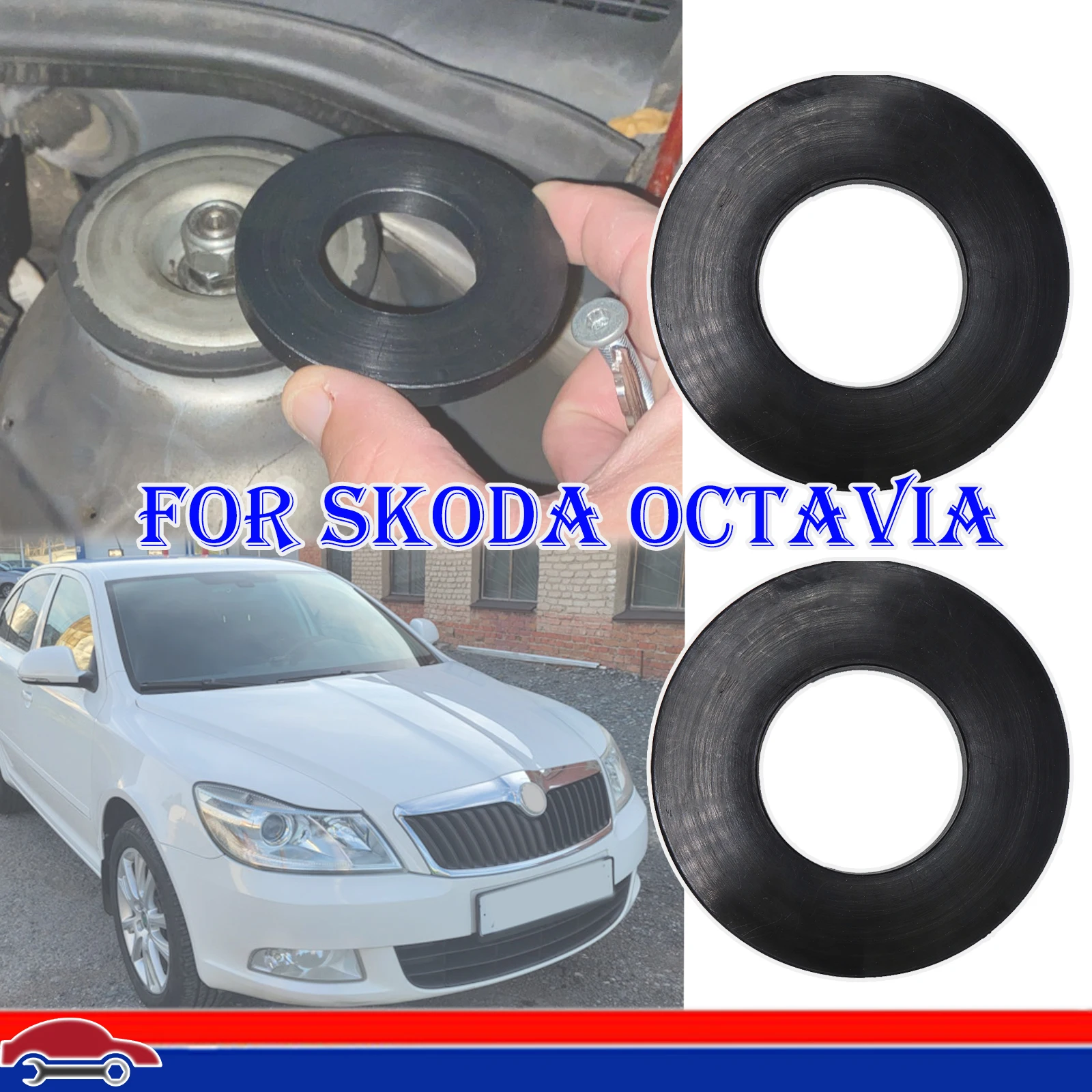 

2X For Skoda Octavia Suspension Shock-Absorbing Rubber Ring Bushing Bearing Washer For Front Strut Top Mount Tower Gap Fix Noise