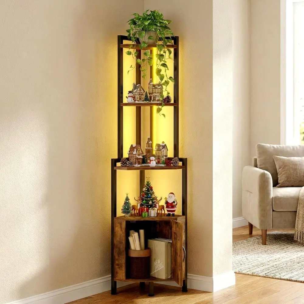 

5-ярусный светодиодный стеллаж для шкафа – компактный органайзер в деревенском стиле с подсветкой для небольших помещений, спальни, гостиной