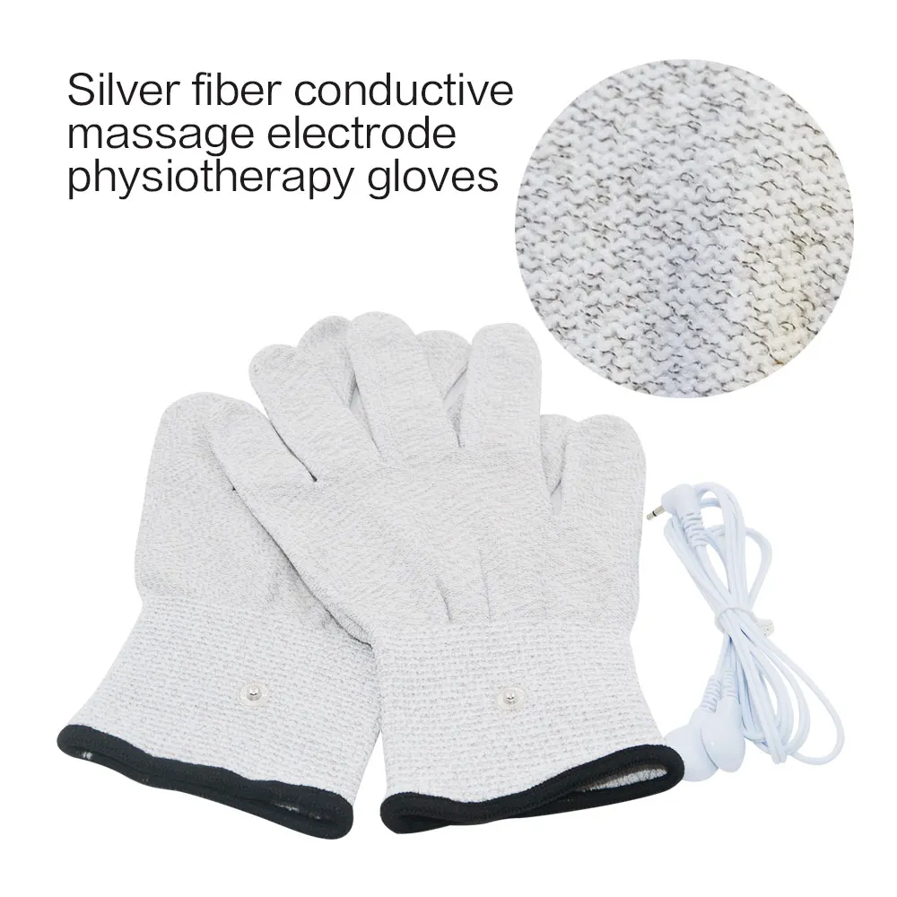 TENS Electrode Treatment Gloves Socks Bracers Conductive Cable for EMS TENS Unit Body Massage Device Accessories Silver Fiber